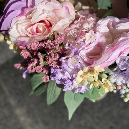 CENTRO TAVOLA FERRO BASSO CON DECORA FLOREALE D. 60 cm.