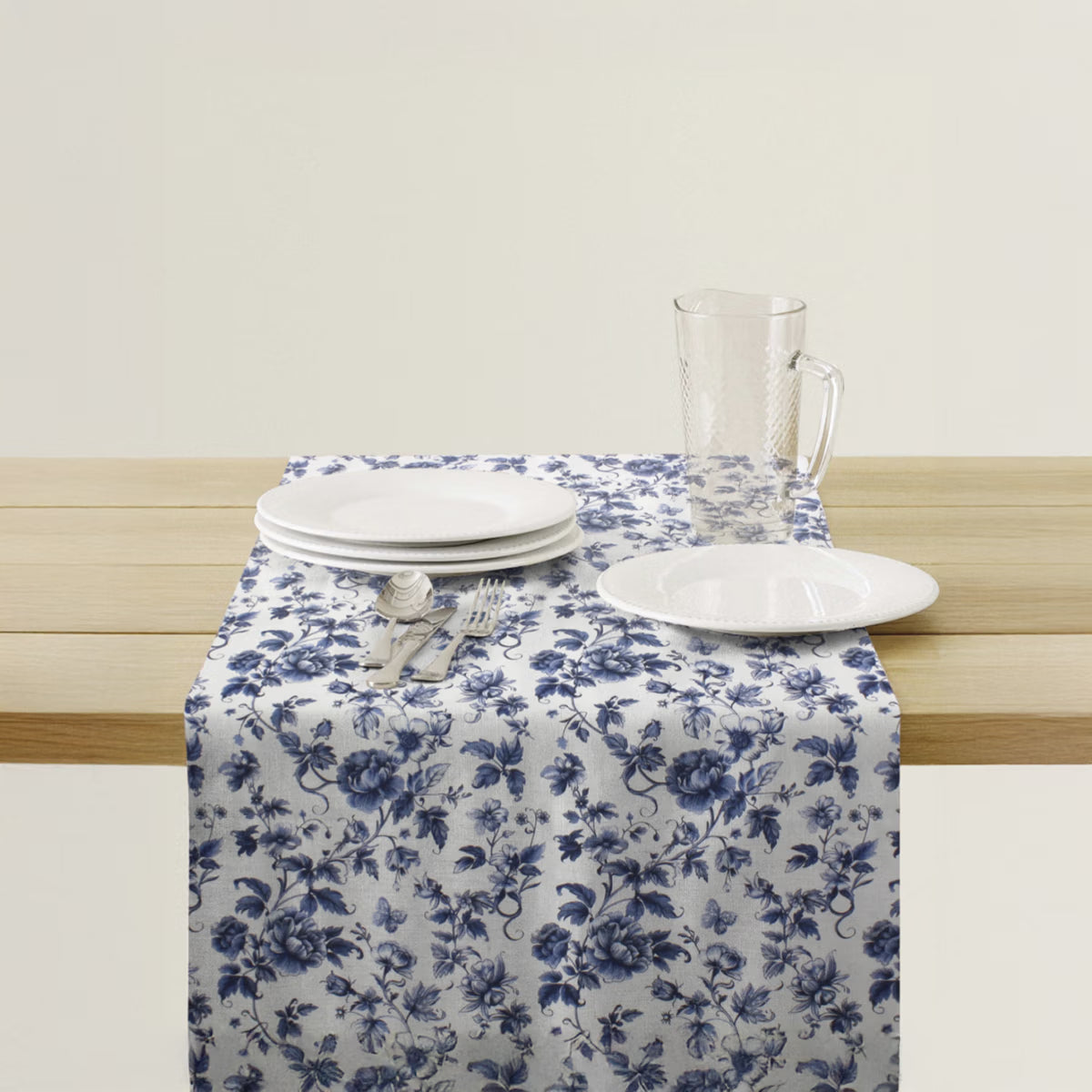 STRISCIA DA TAVOLA IN COTONE ANTIMACCHIA "RHAPSODY IN BLUE"