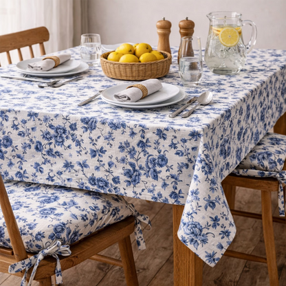 STRISCIA DA TAVOLA IN COTONE ANTIMACCHIA "RHAPSODY IN BLUE"